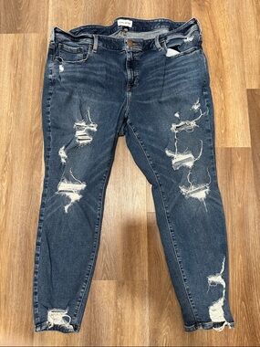 Lane Bryant Dark Wash Ripped Skinny Jeans